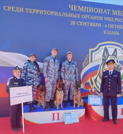 Орловские кинологи и их служебные собаки завоевали серебро Чемпионата МВД России по многоборью